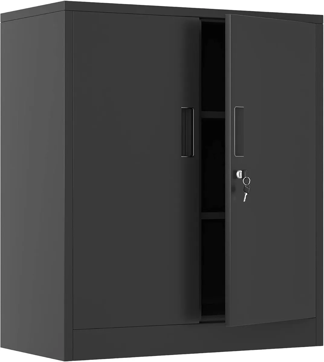 Metal Storage Cabinet with Locking Doors and 2 - Image 1