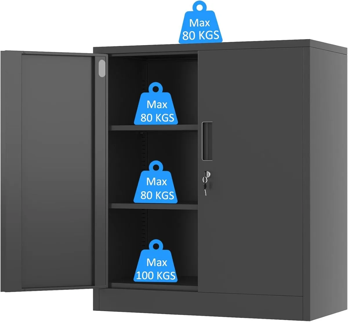 Metal Storage Cabinet with Locking Doors and 2 - Image 4