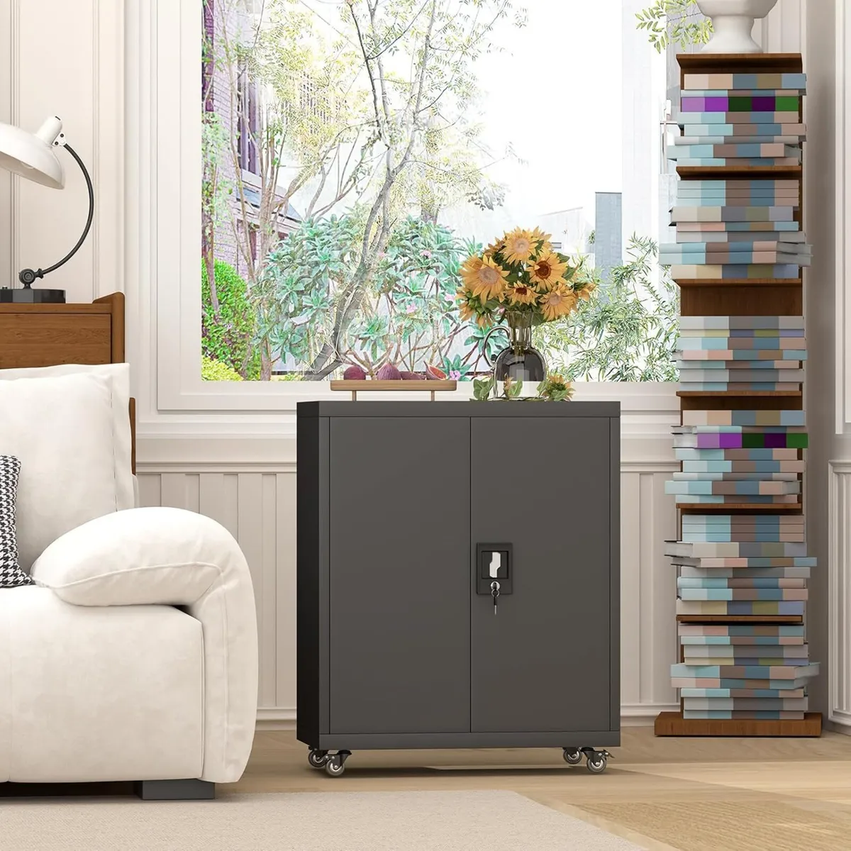 Metal Storage Cupboard with Wheels Tool Garage - Image 4