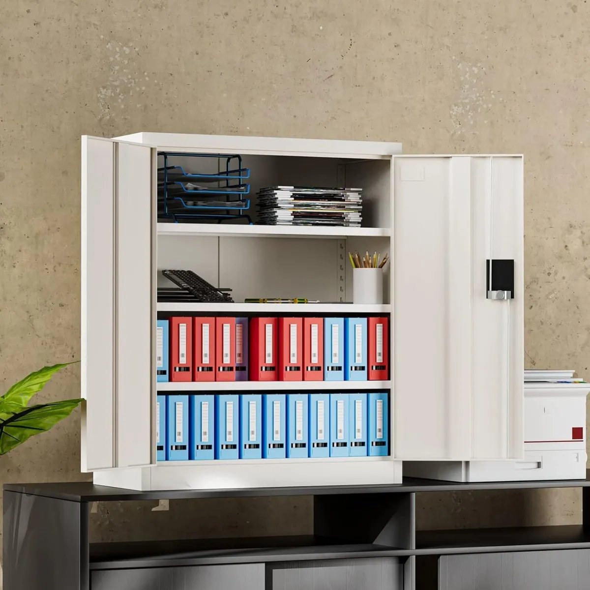 Frideko Metal Storage Cabinet 90 x 40 109 cm - - Image 2