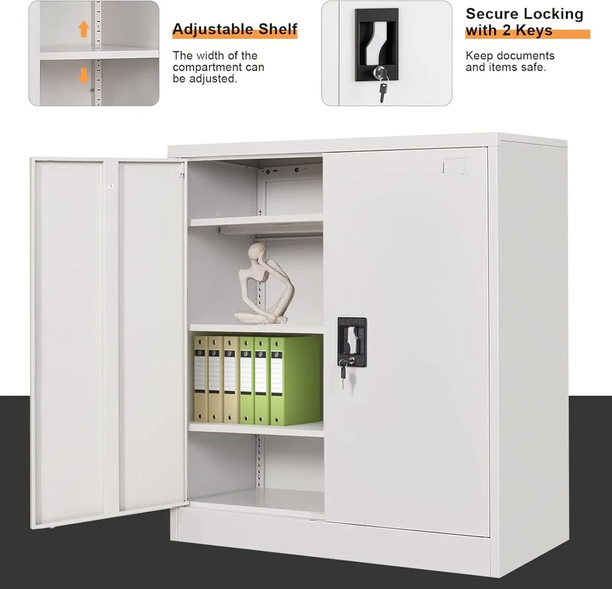 Frideko Metal Storage Cabinet 90 x 40 109 cm - - Image 4