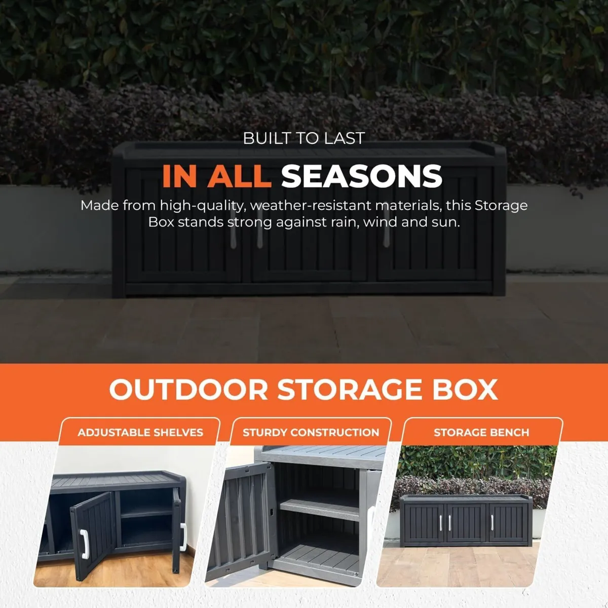 Large Outdoor Storage Box with Lockable Lid – - Image 4