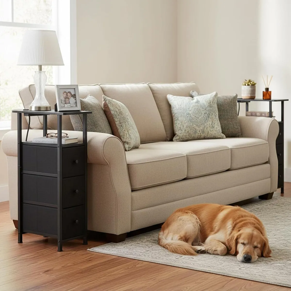 Slim Bedside Table Set of 2 with Charging Station - Image 4