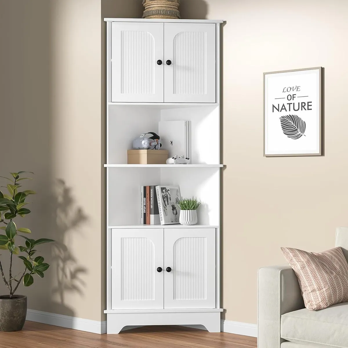 173cm Tall Corner Storage Cabinet Wooden 6-Tier - Image 4