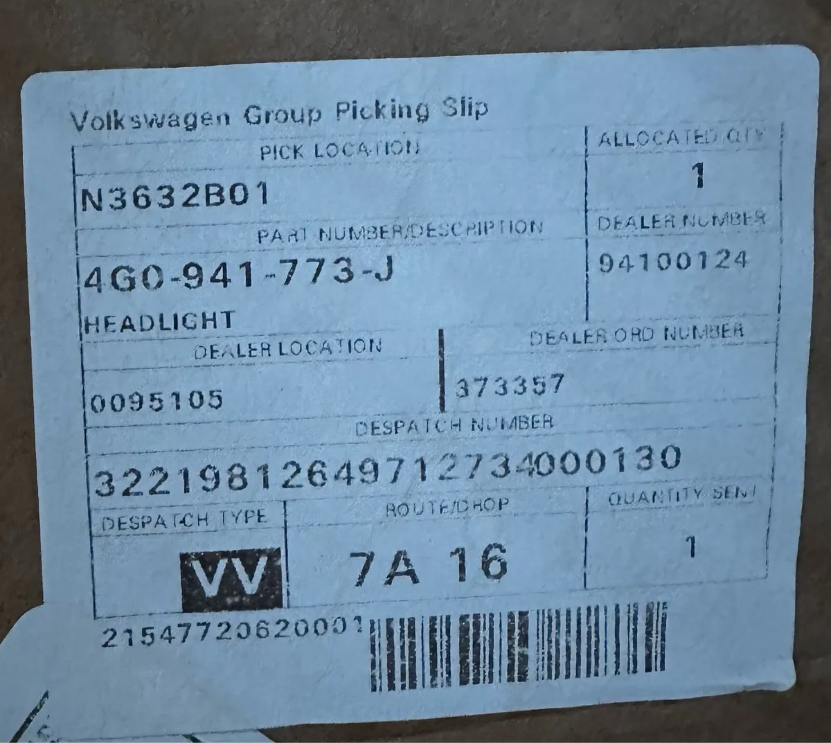 2016 Audi A6 left front headlight - Image 4