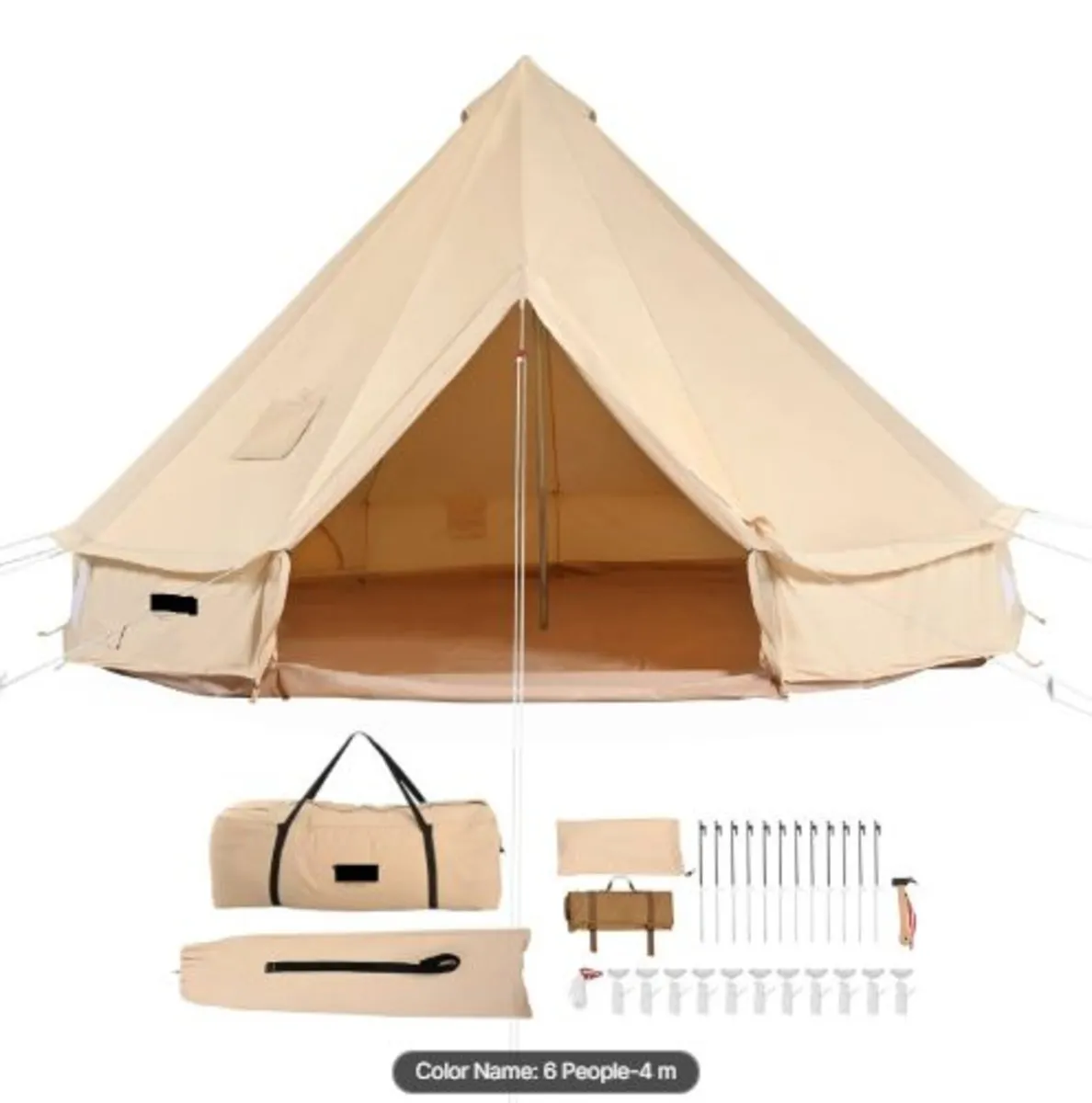Canvas Bell Tent,4 Seasons 4 m/13.12 ft Yurt Tent - Image 1