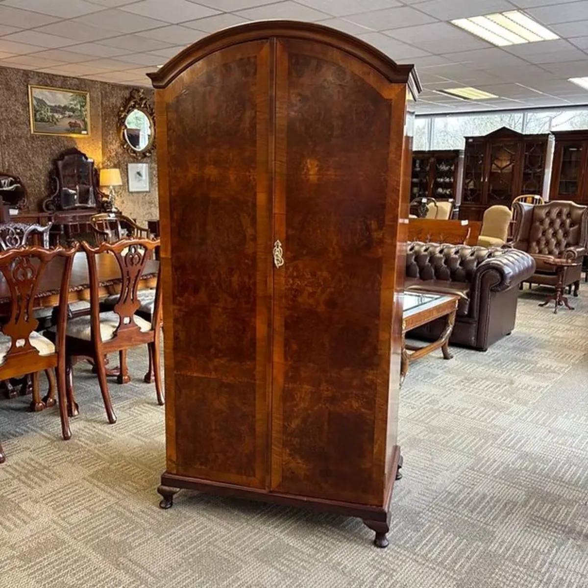 Fabulous walnut arch shaped top wardrobe
