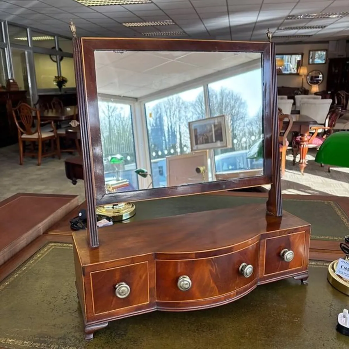 19th century mahogany & inlaid dressing table mirr
