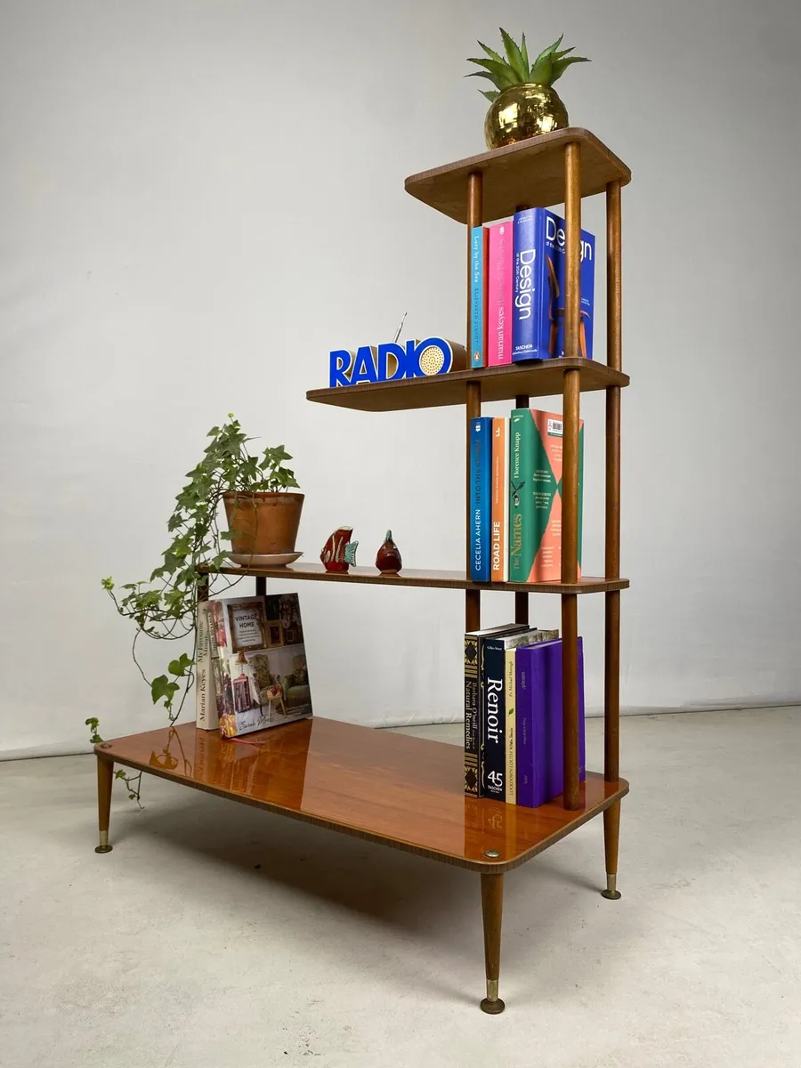 Rare Mid Century Teak Open Shelved Bookcase - Image 1