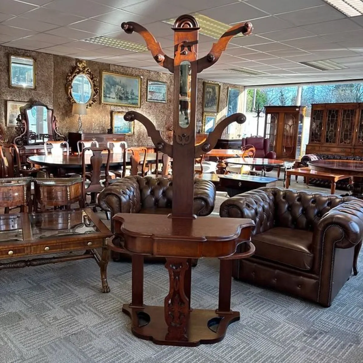 Victorian mahogany tree hall stand with narrow cen