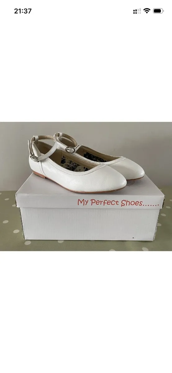 Communion Bridesmaid White Leather Shoes Size 13 - Image 1