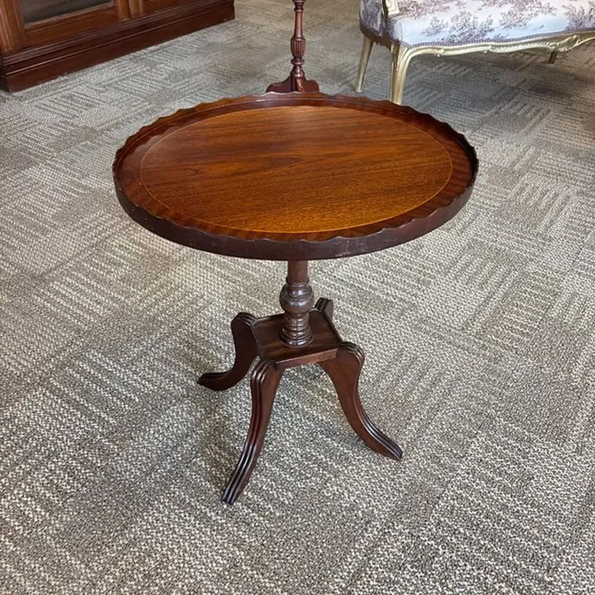 Fabulous mahogany flamed oval shaped side table