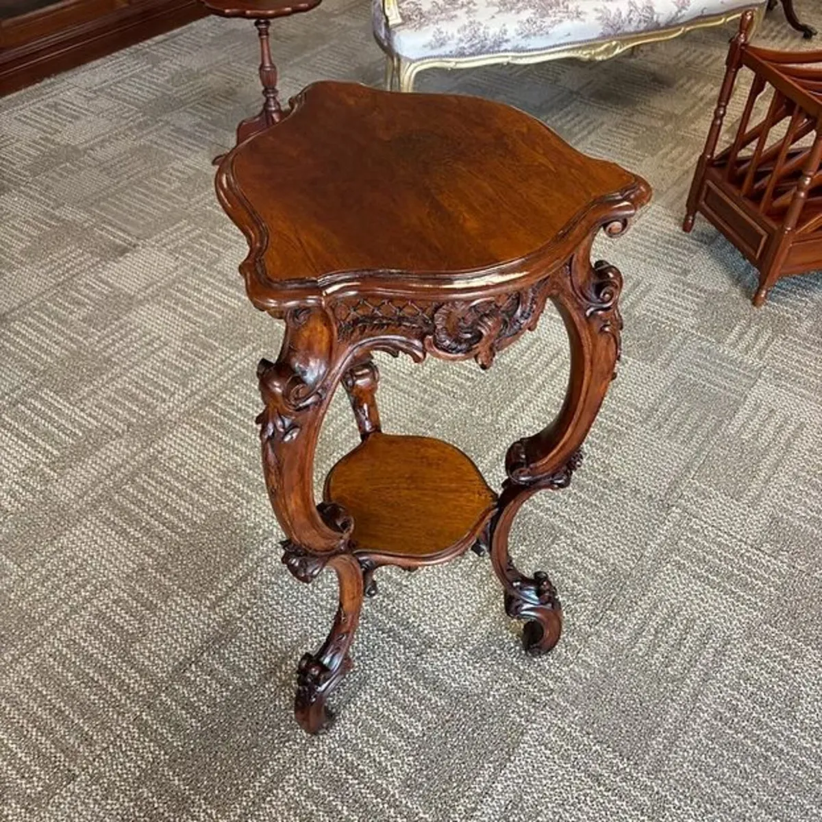 19th century mahogany Rocco revival two tier occas