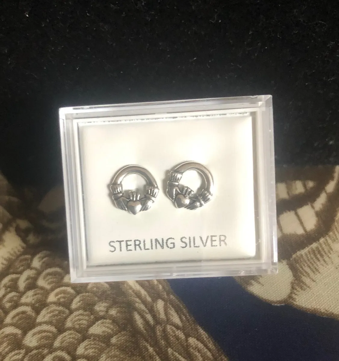 Claddagh Earrings, Silver stud earrings