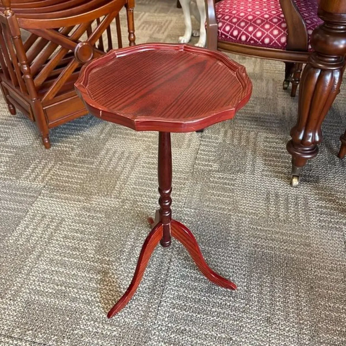 Shaped top mahogany tripod based wine table