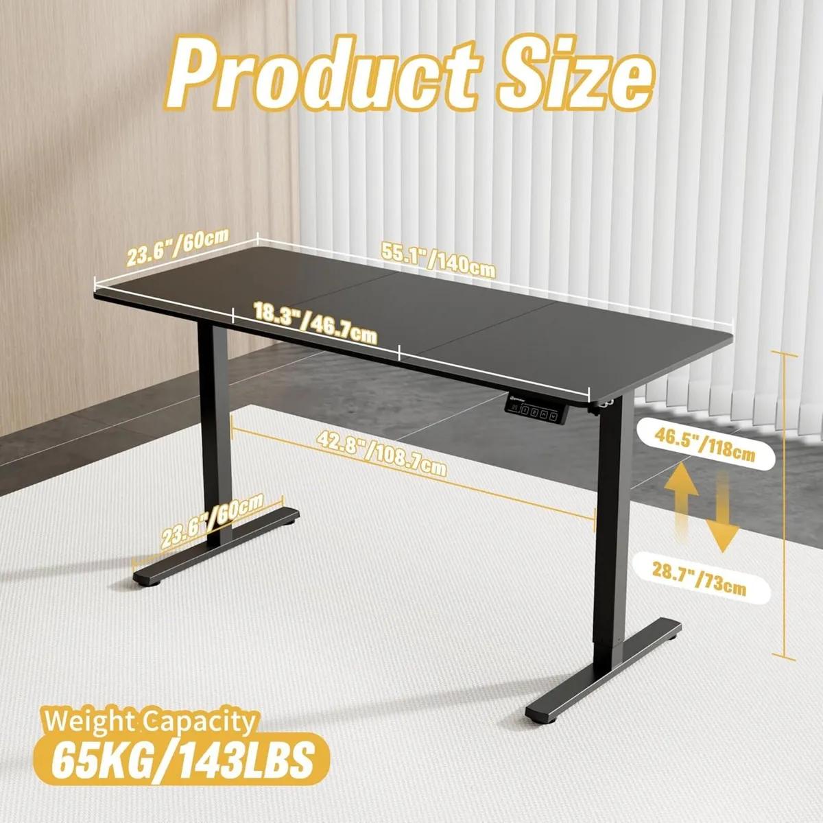 Electric Standing Desk 140x60cm (55.1x23.6) - Image 3