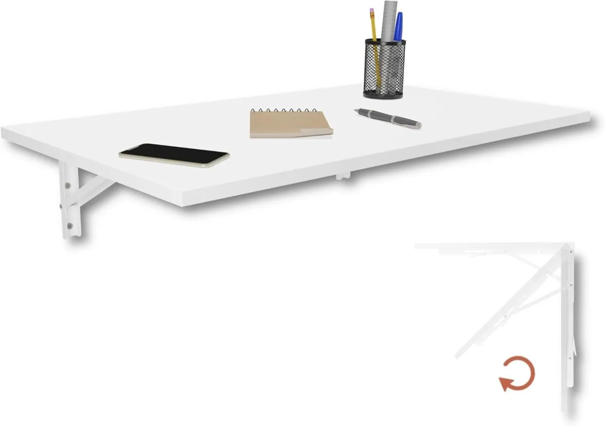 KDR Folding Wall Table 80 x 50 cm White for - Image 1