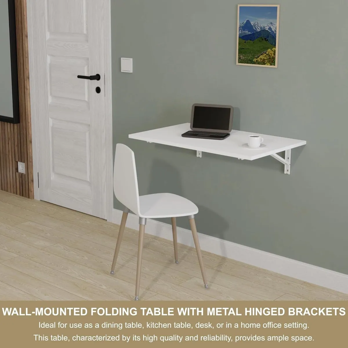 KDR Folding Wall Table 80 x 50 cm White for - Image 3