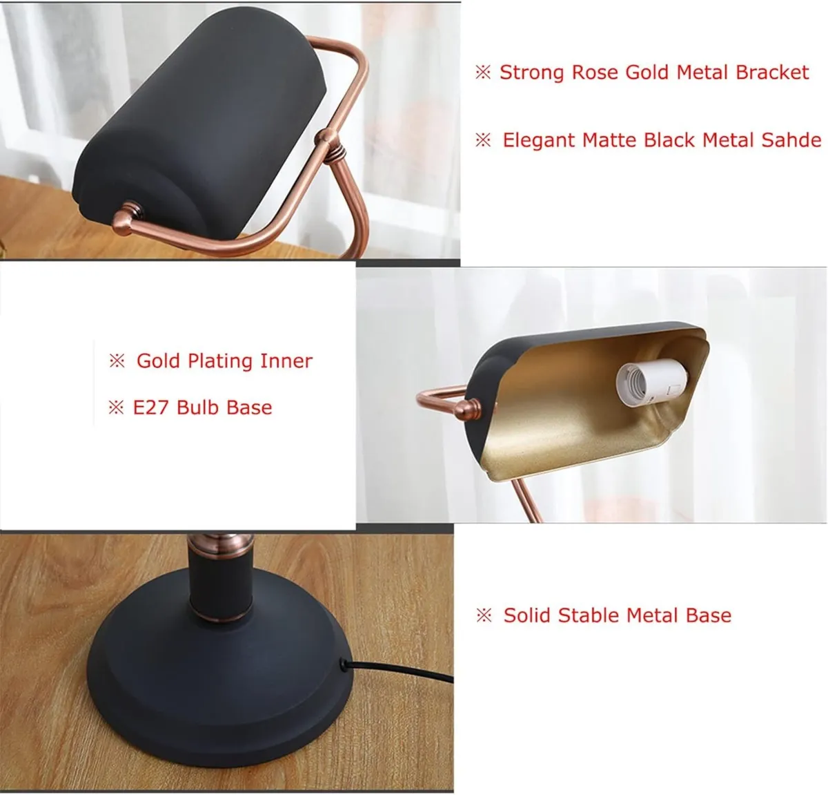 Vintage Industrial Desk Lamp Black Metal Shade - Image 3