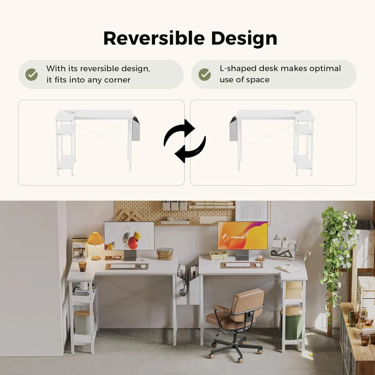 Small L Shaped Desk with Power Outlets 120x70 cm - Image 4