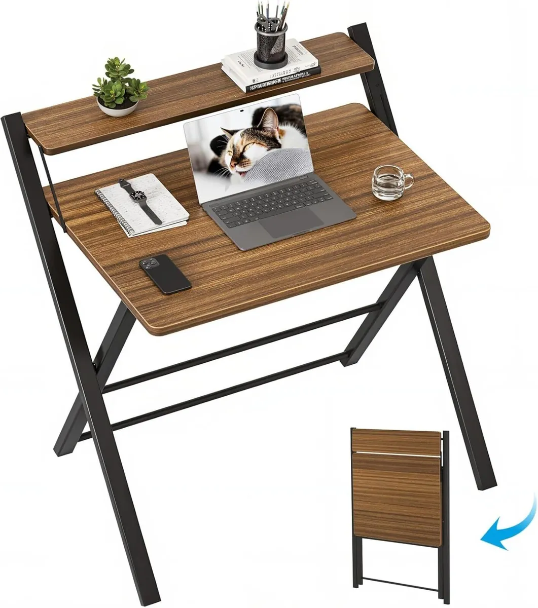 Foldable Desk No Assembly Required Small with - Image 1