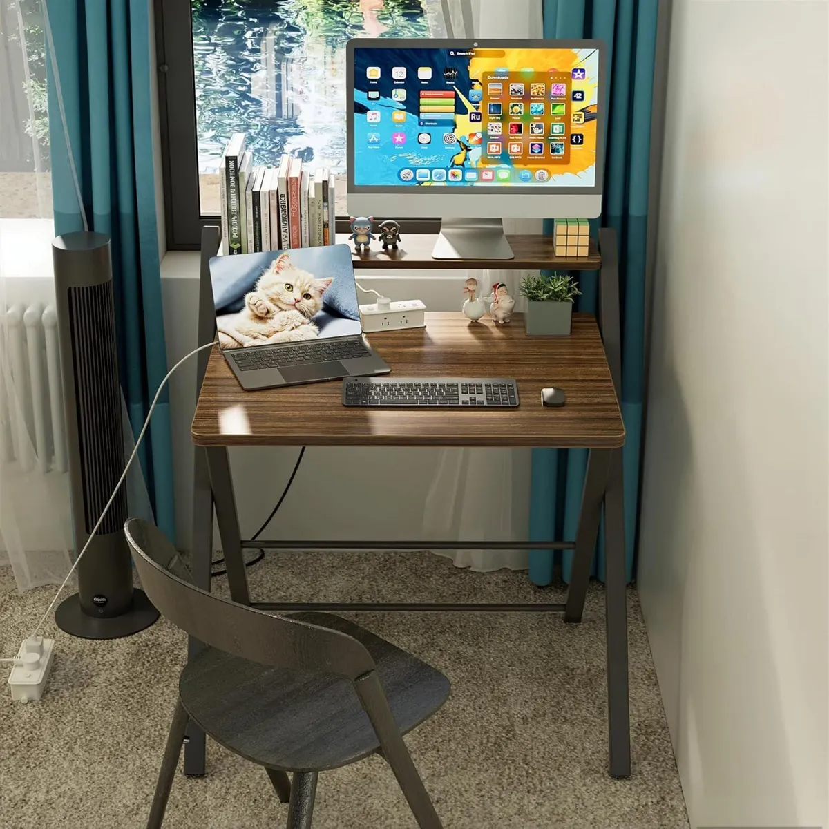 Foldable Desk No Assembly Required Small with - Image 2