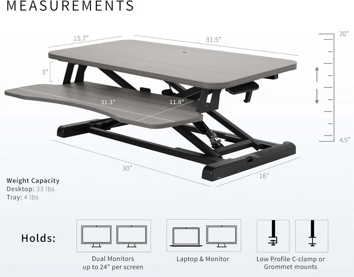 81 cm Desk Converter K Series Height Adjustable - Image 3