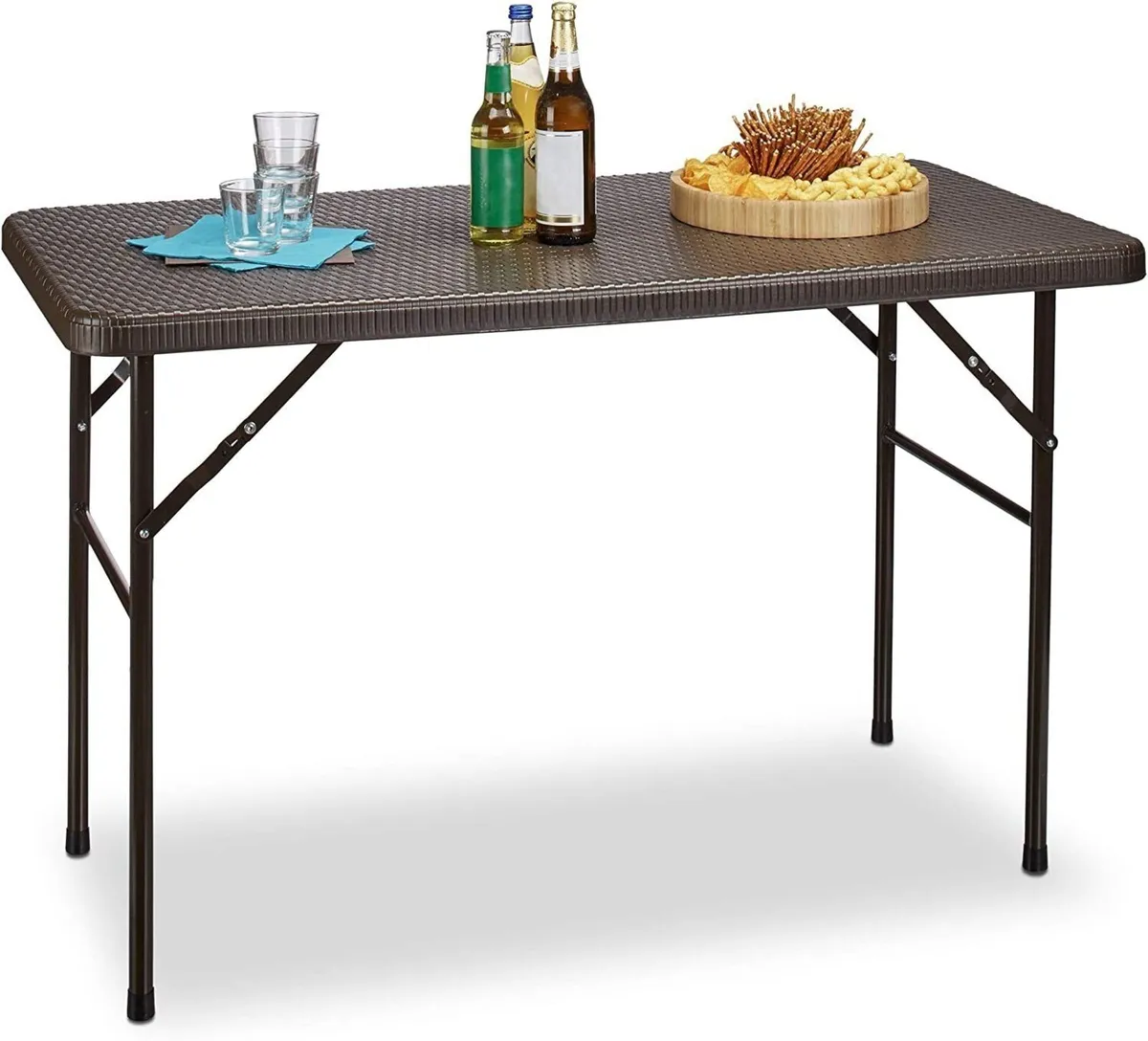 Rattan Look Weatherproof Folding Garden Table - Image 4
