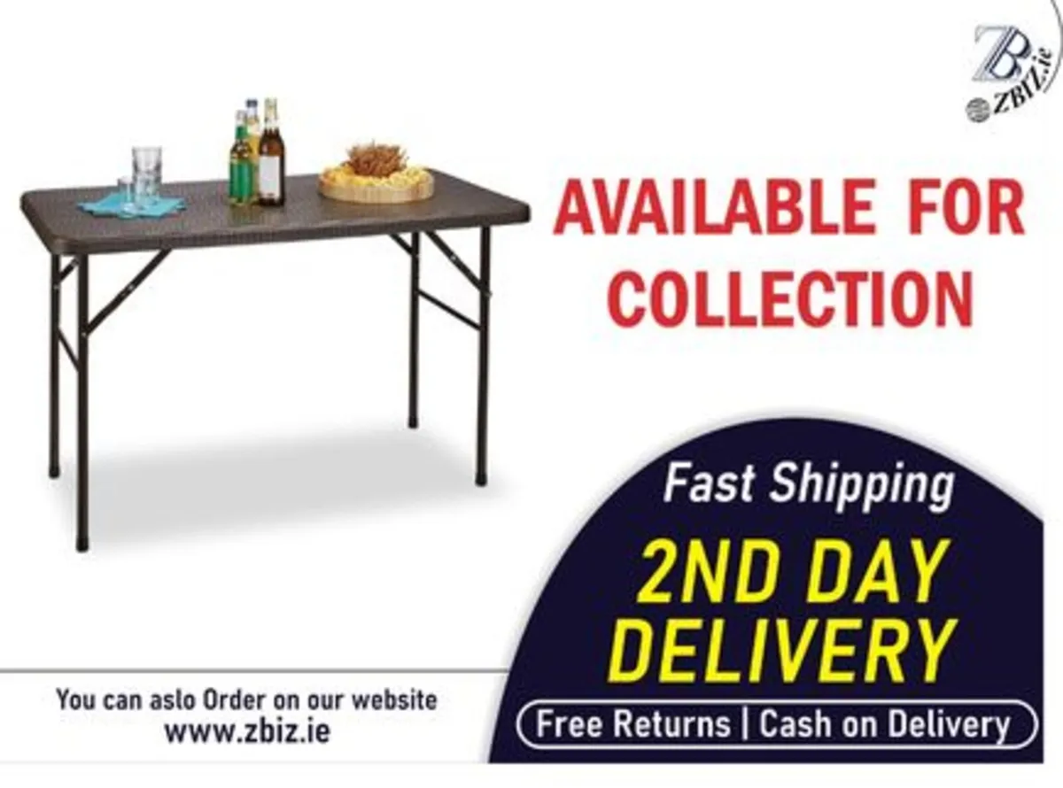 Rattan Look Weatherproof Folding Garden Table - Image 1