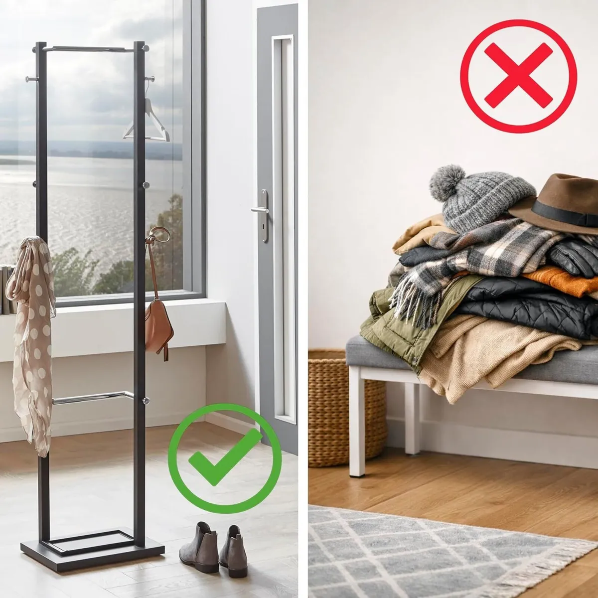 Hall-Tree Stainless Steel Look Black Metal - Image 4