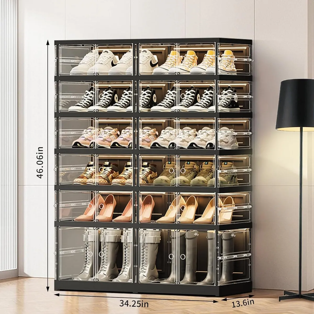 6 Tier Foldable Shoe Rack Folding Storage Boxes - Image 2