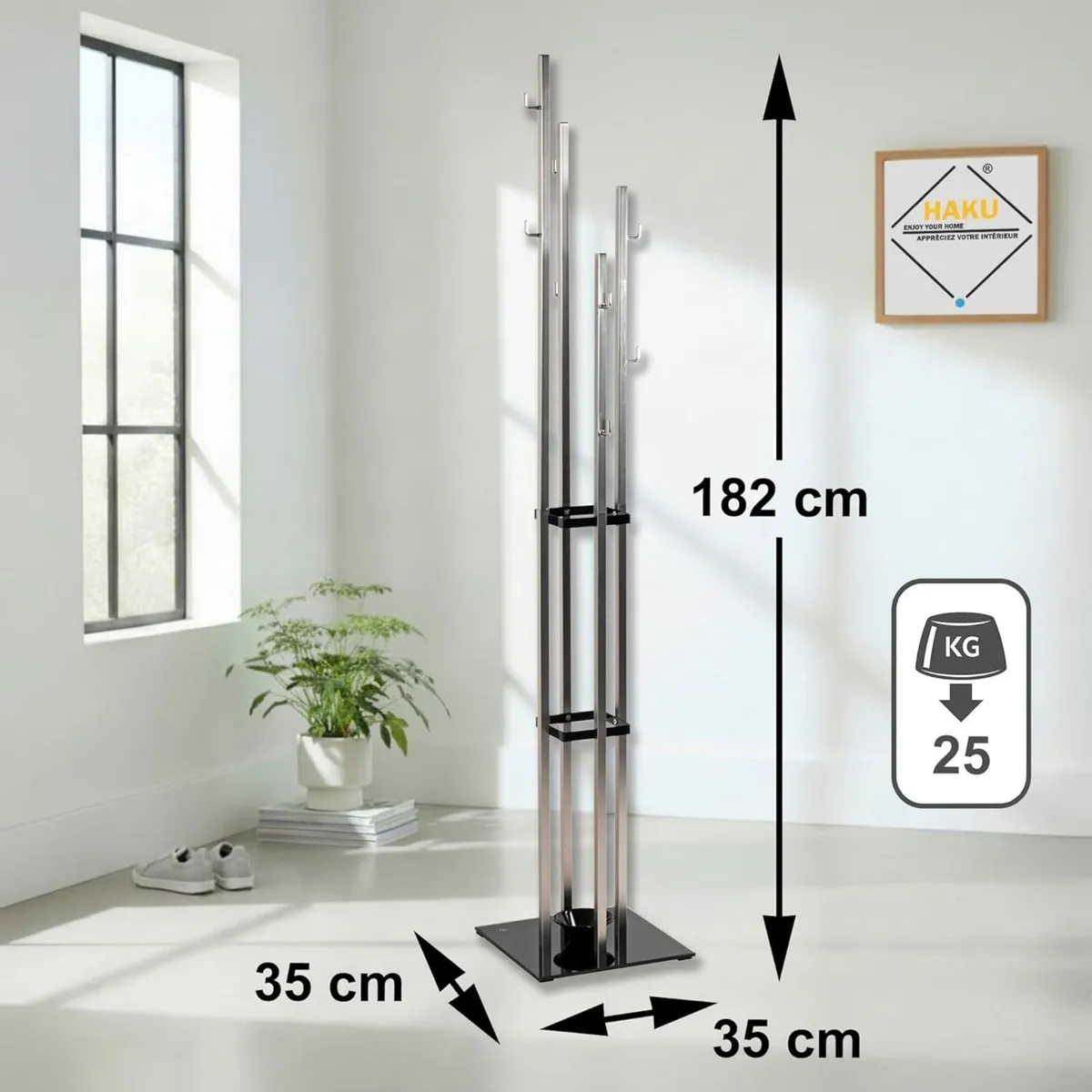 Hall-Tree Stainless Steel Look Black Metal - Image 2