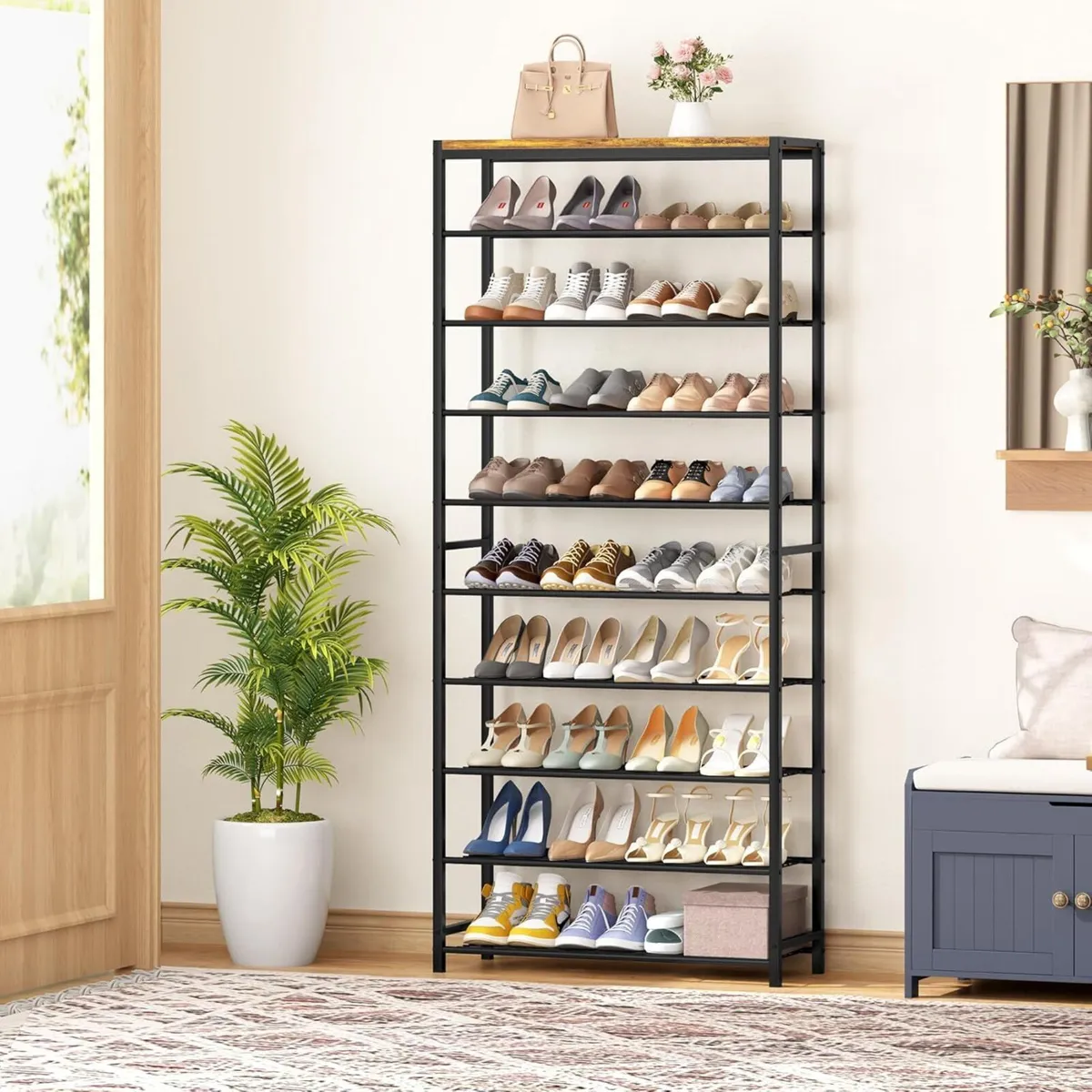 10-Tier Industrial Shoe Rack Organizer for 36-40 - Image 2
