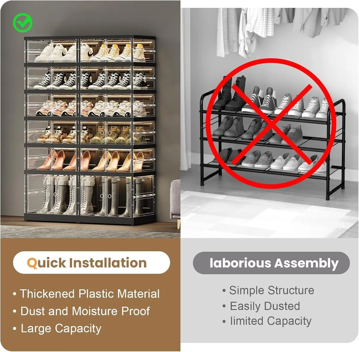 6 Tier Foldable Shoe Rack Folding Storage Boxes - Image 3