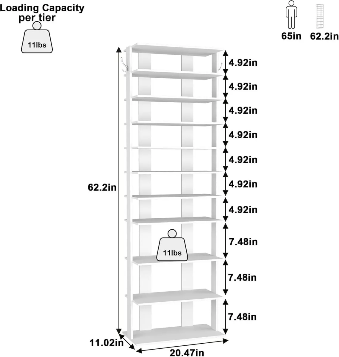 11-Tier Corner Shoe Tower - Double Rows Slim - Image 3