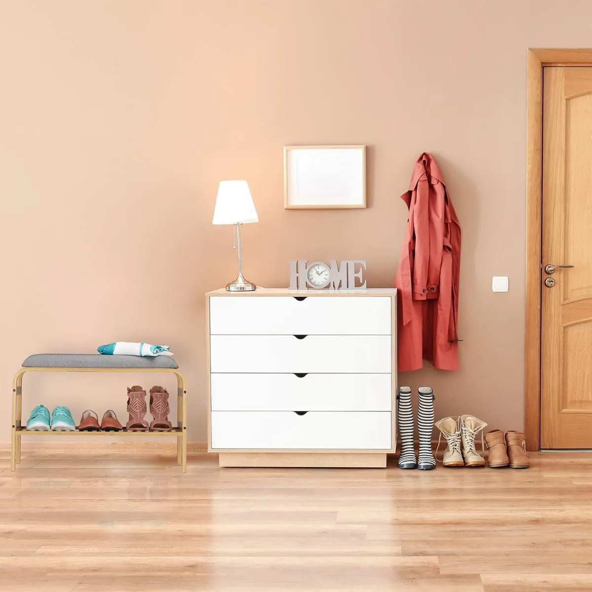 Bamboo Shoe Bench 3 Pairs of Footwear Hallway - Image 2