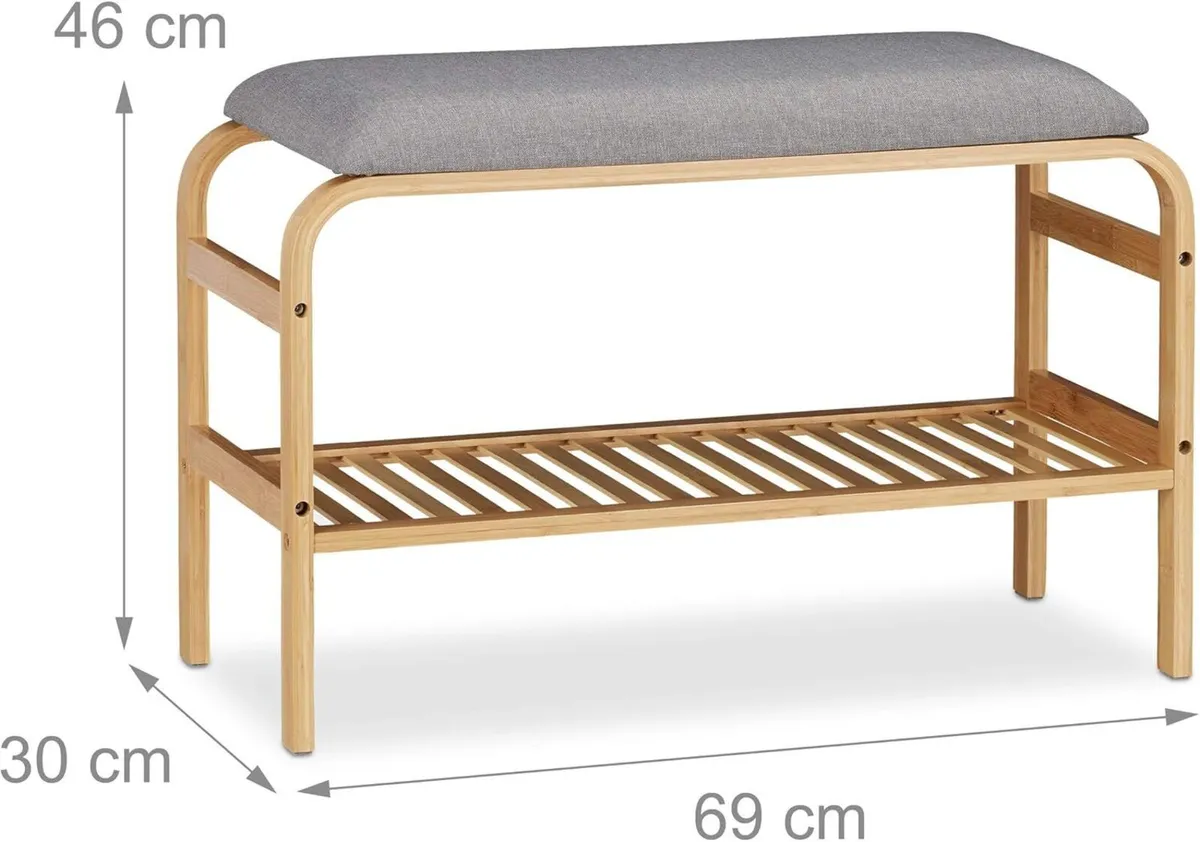 Bamboo Shoe Bench 3 Pairs of Footwear Hallway - Image 3