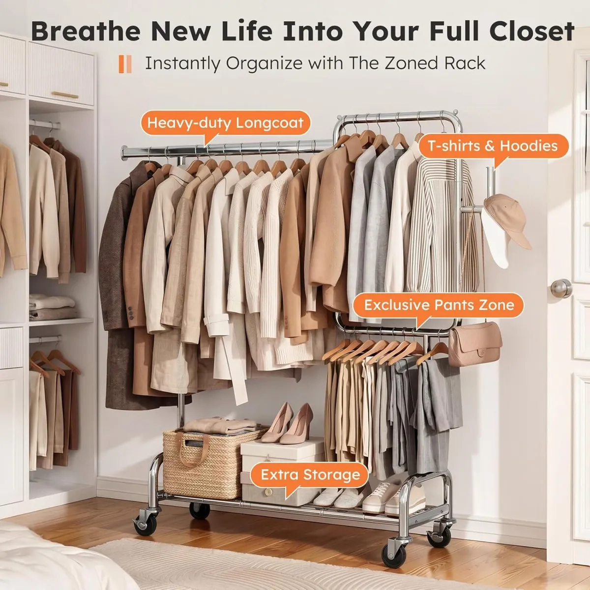 Heavy Duty Clothes Rail 200KG Black Metal Rack - Image 4