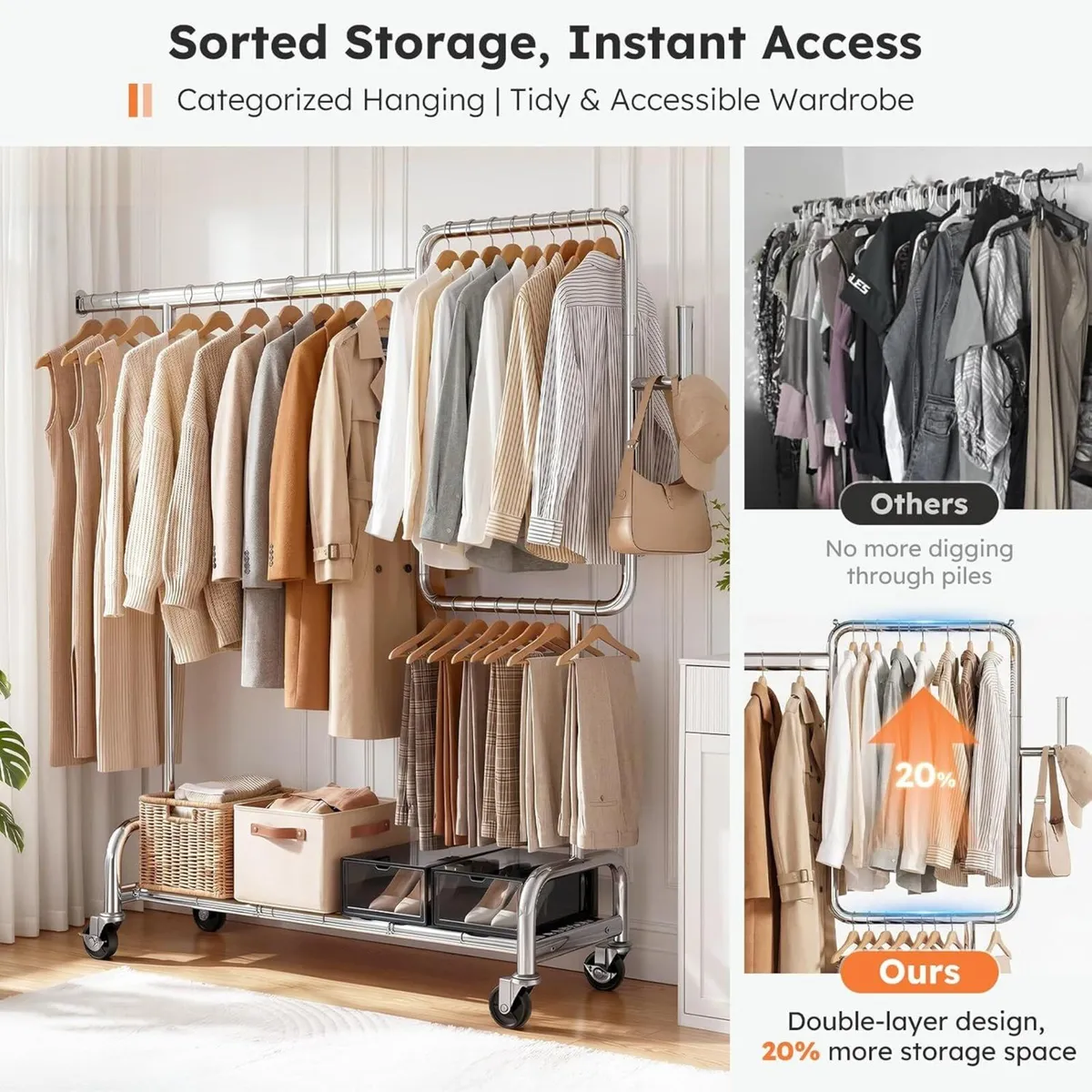 Heavy Duty Clothes Rail 200KG Black Metal Rack - Image 3