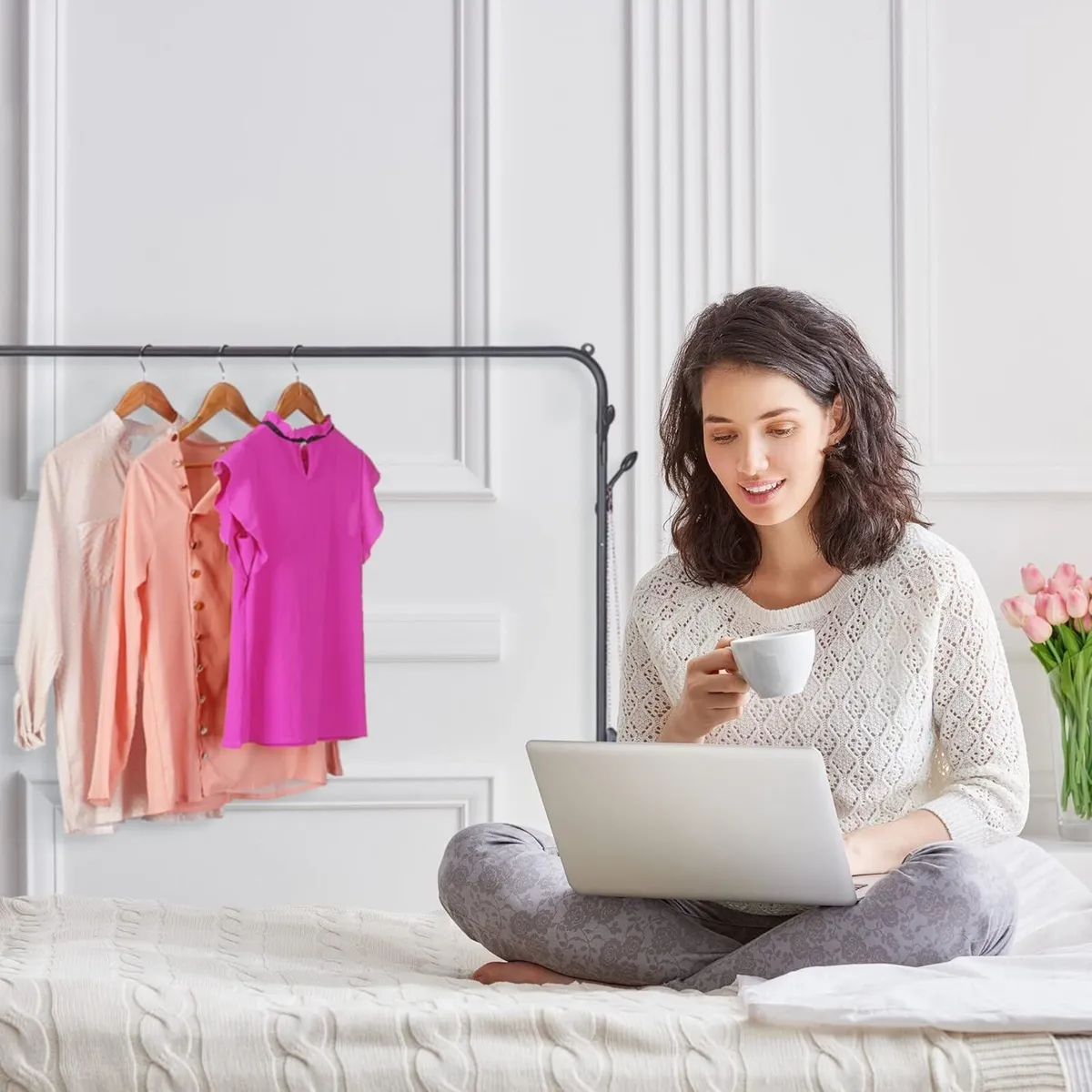 Coat Rack Metal Shoe Bag Shelf 6 Hooks Clothes - Image 4