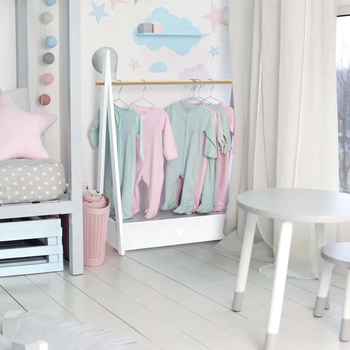 Children's Clothes Hanger Day Wardrobe White MDF - Image 2