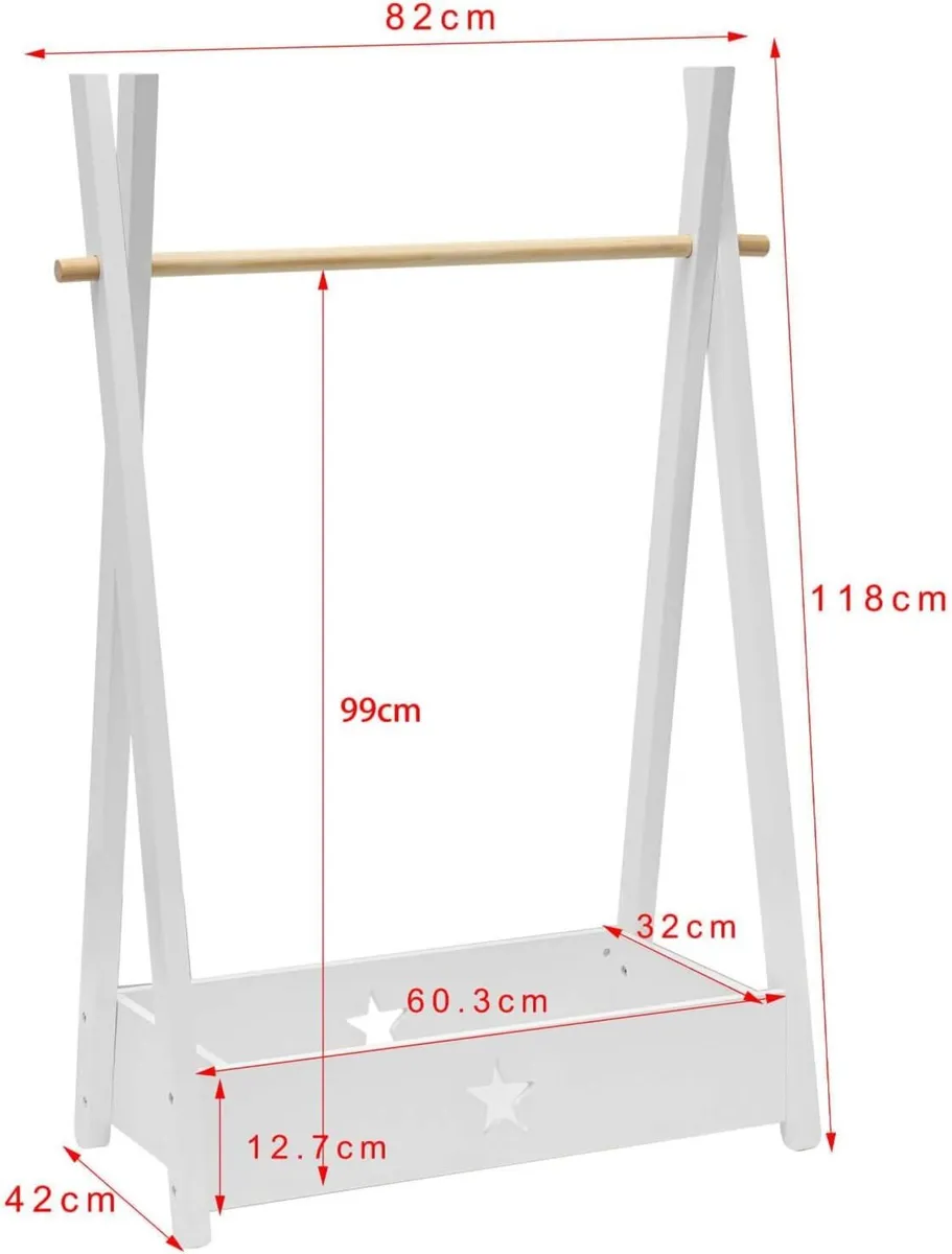 Children's Clothes Hanger Day Wardrobe White MDF - Image 3