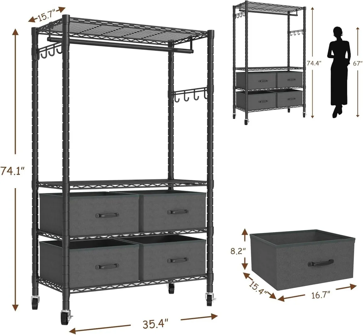 Clothes Rail Heavy Duty Clothing for Hanging - Image 2