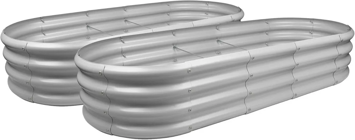Raised Garden Bed - Silver 180 x 90cm Rounded - Image 1