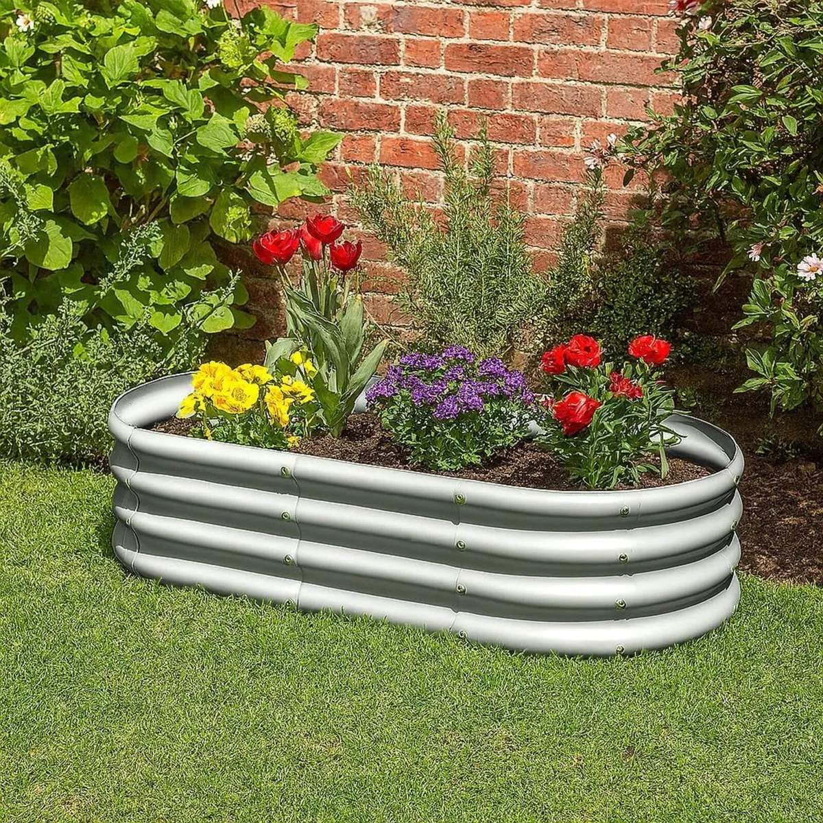 Raised Garden Bed - Silver 180 x 90cm Rounded - Image 2