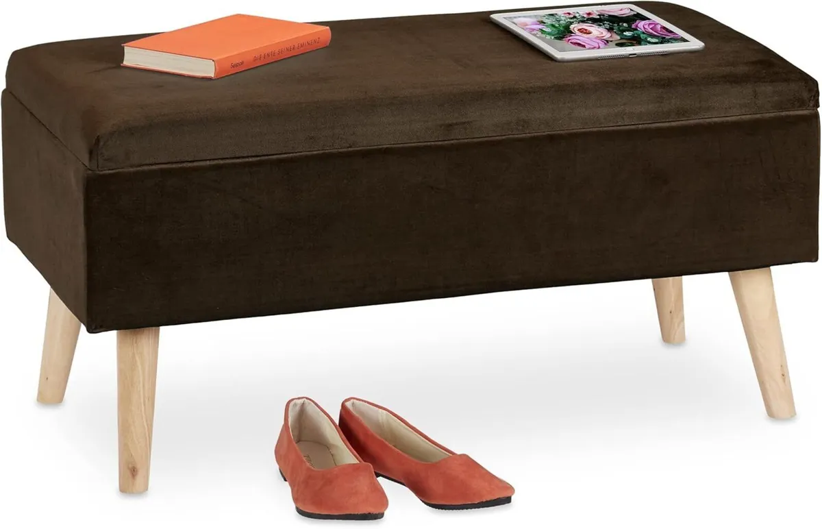 ottoman storage bench velvet upholstery 40 l - Image 1