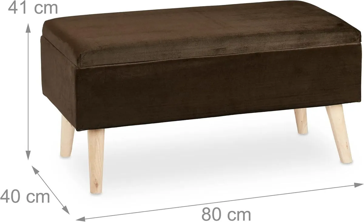 ottoman storage bench velvet upholstery 40 l - Image 3