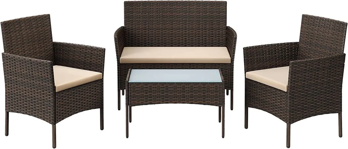 4-Piece Rattan Garden Chair Furniture Set - Image 2