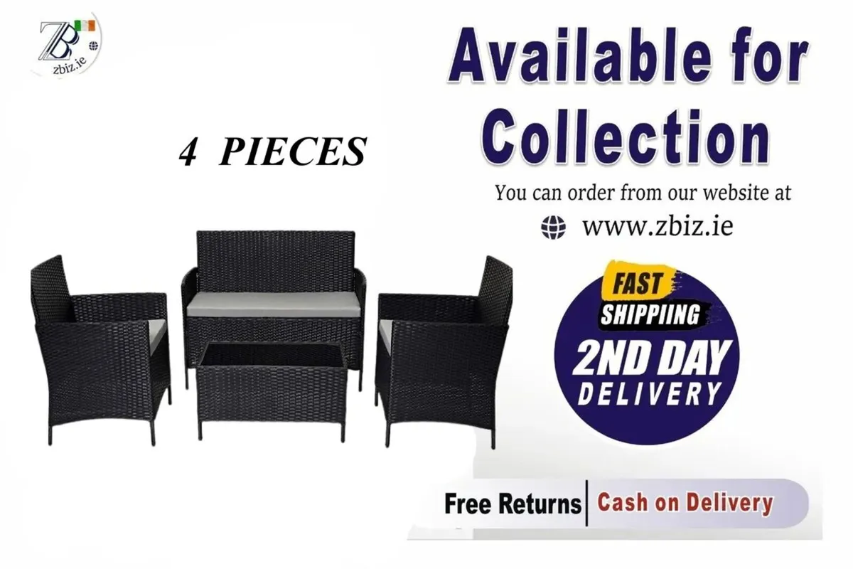 4-Piece Rattan Garden Chair Furniture Set - Image 1