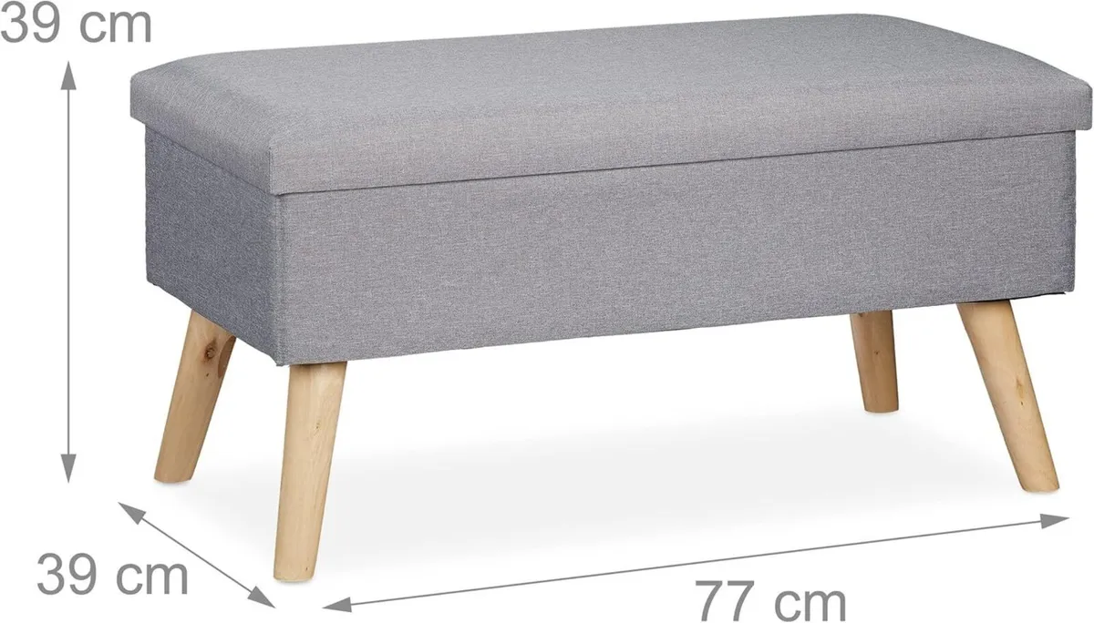 Storage Ottoman Padded Seat Bench Wooden Legs for - Image 3